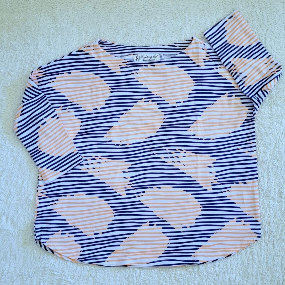 Fighting🤼‍♀️ Eel Top Ayako in Navy Stripe Modal - NWT